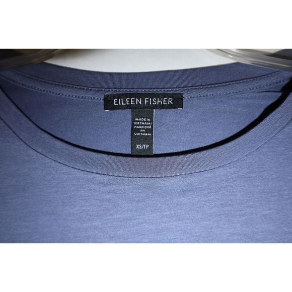 Eileen Fisher Women's Sz XS Twilight Blue Crew Neck L/S Boxy Short Top $138 - Picture 4 of 6